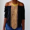 ATEO African beaded fringe necklace