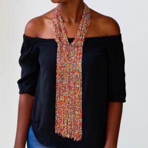 ATIWA African beaded fringe necklace
