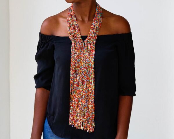ATIWA African beaded fringe necklace