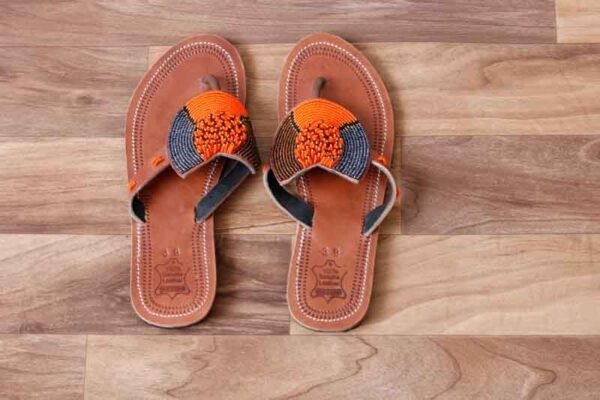 KENDI African Beaded Sandals, Handmade Leather Sandals