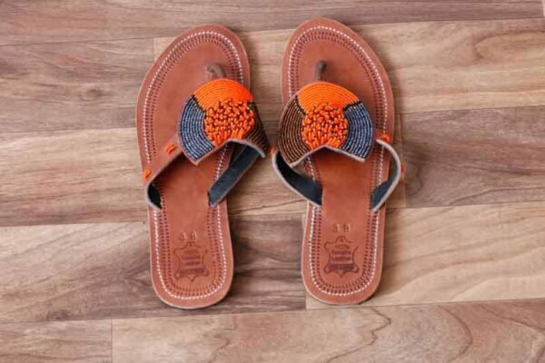 KENDI African Beaded Sandals, Handmade Leather Sandals