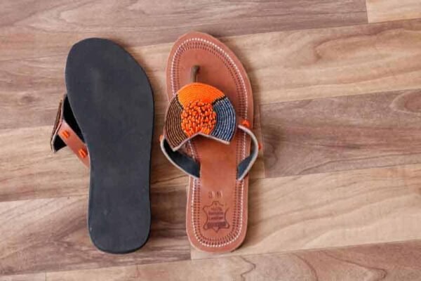 KENDI African Beaded Sandals, Handmade Leather Sandals