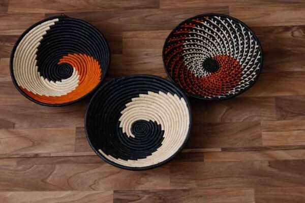 TEWA African Wall baskets, Set of 3 Woven Rwanda Baskets