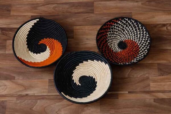 TEWA African Wall baskets, Set of 3 Woven Rwanda Baskets