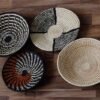 KILO African Wall baskets, Set of 4 Woven Rwanda Baskets