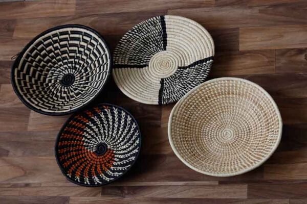 KILO African Wall baskets, Set of 4 Woven Rwanda Baskets
