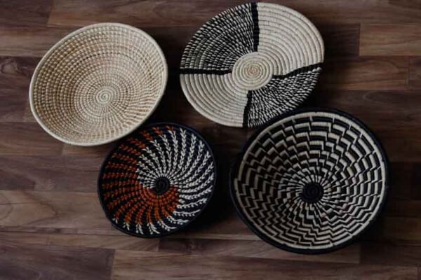 KILO African Wall baskets, Set of 4 Woven Rwanda Baskets
