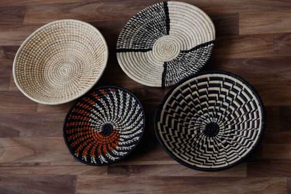 KILO African Wall baskets, Set of 4 Woven Rwanda Baskets