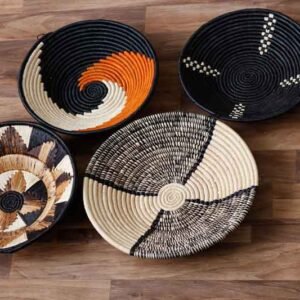 TUMI African Wall baskets, Set of 4 Woven Rwanda Baskets