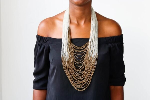 NGUGI Silver beaded necklace