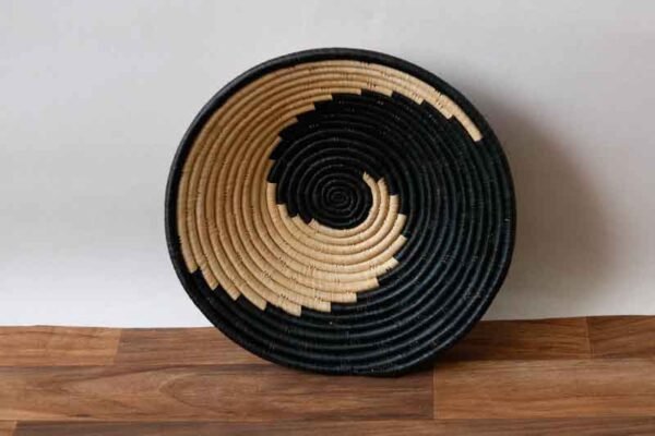 Black and White Woven Basket, Rwanda Wall Bowl