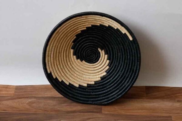 Black and White Woven Basket, Rwanda Wall Bowl