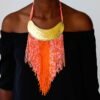 ABO African beaded fringe necklace