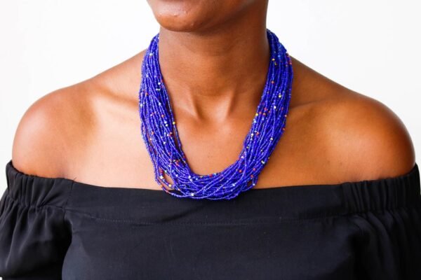 ARI African beaded fringe necklace