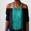 ANIA African beaded fringe necklace