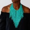 ATUTU African beaded fringe necklace
