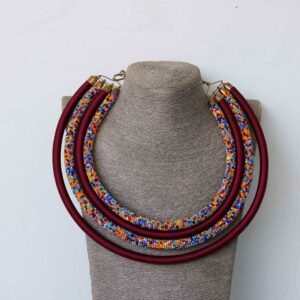 SAHEL African beaded statement necklace, 4 in 1 necklace