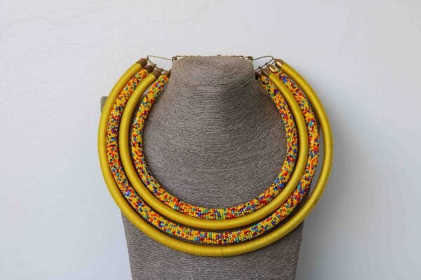 YUSUF African Beaded layered necklace