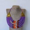 DAUDI African beaded layered necklace, Purple Beaded necklace