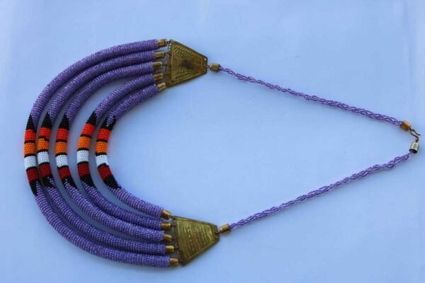 DAUDI African beaded layered necklace, Purple Beaded necklace