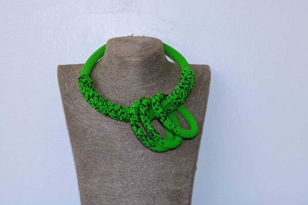 NAJIRA Green beaded choker necklace, Statement necklace