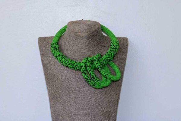 NAJIRA Green beaded choker necklace, Statement necklace