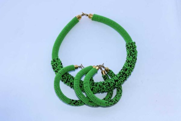 NAJIRA Green beaded choker necklace, Statement necklace