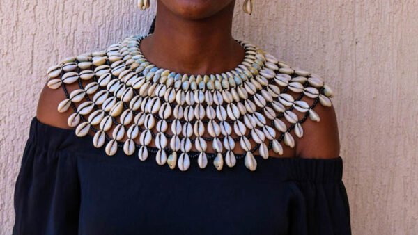 ADU African cowrie shell necklace, Gift for her