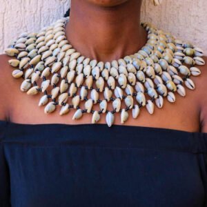 AMU African cowrie shell necklace, Gift for her