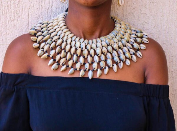 AMU African cowrie shell necklace, Gift for her