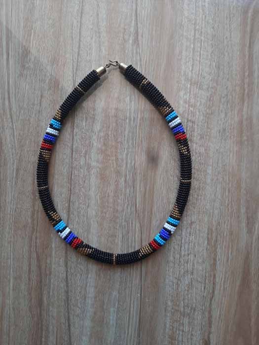 FARAJI African Zulu Beaded black necklace