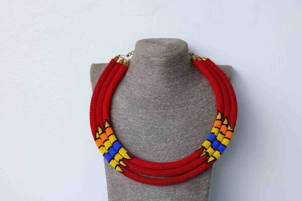 23d.jpg NYOFU African Red Beaded Necklace, Layered necklace