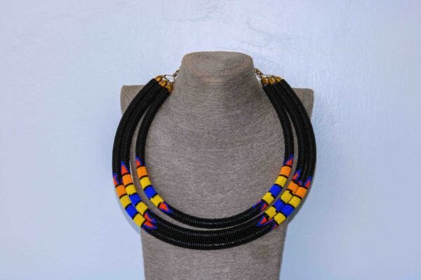 MZUZI Black Beaded layered Necklace, African necklace