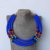 RAFIYA Blue Beaded layered Necklace, African necklace