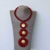 ABEDI Red beaded tiered necklace, African Pendant necklace