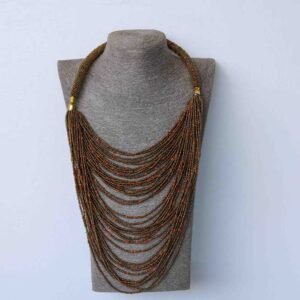 AMRI African fringe necklace, Beaded Pendant necklace