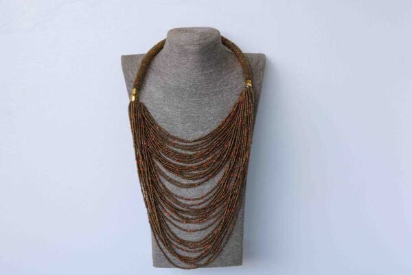 AMRI African fringe necklace, Beaded Pendant necklace