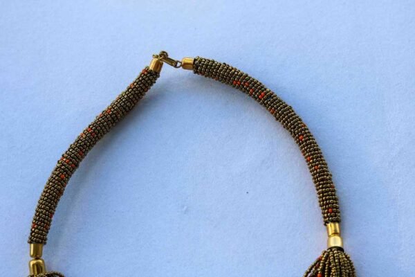 AMRI African fringe necklace, Beaded Pendant necklace