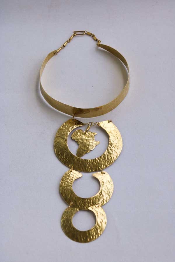 MANDA African brass choker necklace