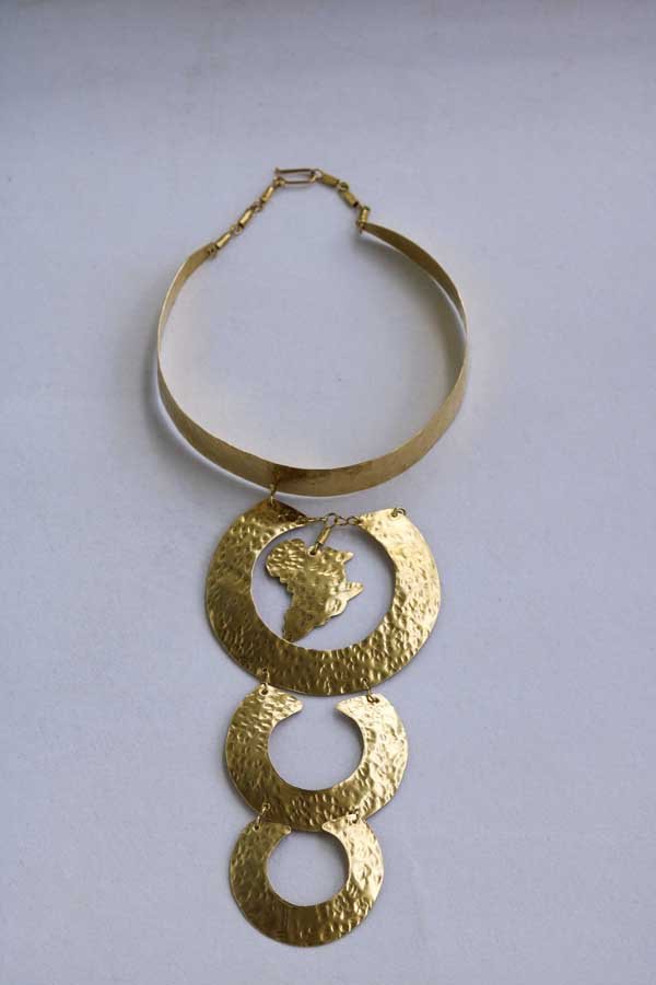 MANDA African brass choker necklace