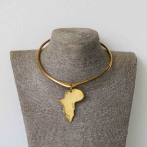 THANDA African Map Brass necklace