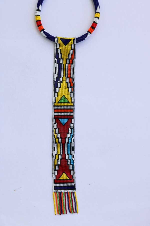 ABASI African pendant necklace, Blue beaded necklace