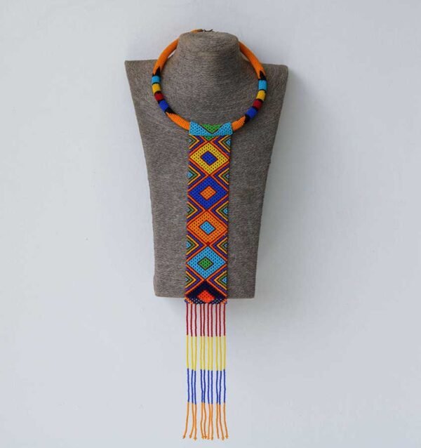 65a.jpg IMAMU Beaded Orange necklace, African Zulu necklace