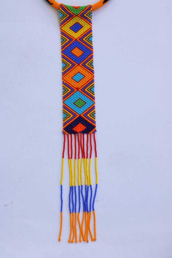 65d.jpg IMAMU Beaded Orange necklace, African Zulu necklace