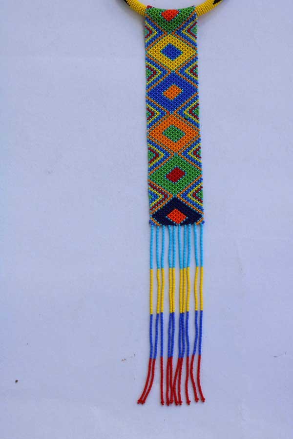 BAHARI Yellow Zulu necklace, African beaded Pendant necklace