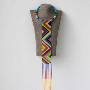 HASANA Light Blue Zulu necklace, African beaded Pendant necklace