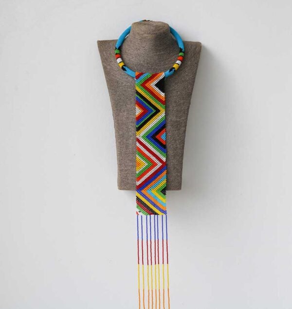 HASANA Light Blue Zulu necklace, African beaded Pendant necklace