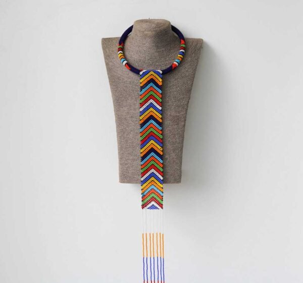 FIFI Dark Blue Zulu necklace, African beaded Pendant necklace