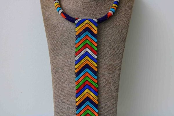 FIFI Dark Blue Zulu necklace, African beaded Pendant necklace