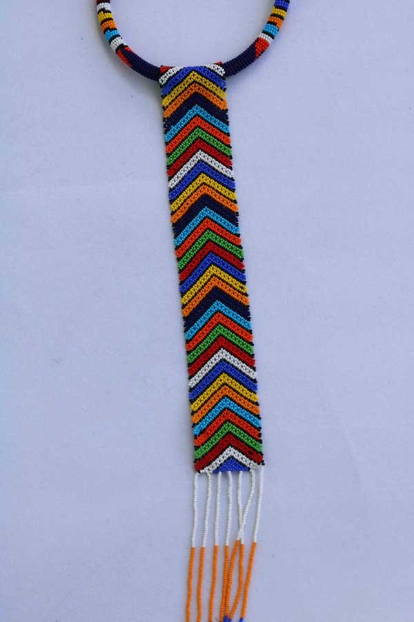 FIFI Dark Blue Zulu necklace, African beaded Pendant necklace